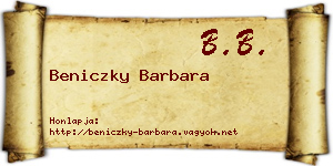 Beniczky Barbara névjegykártya